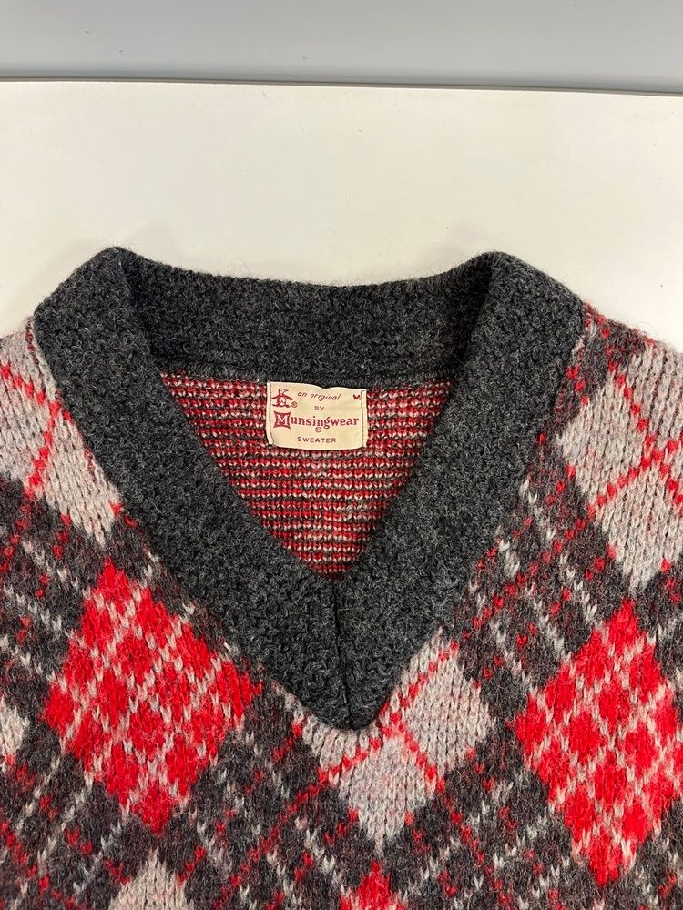 ヴィンテージ vintage マンシング Munsingwear Vネック チェック柄