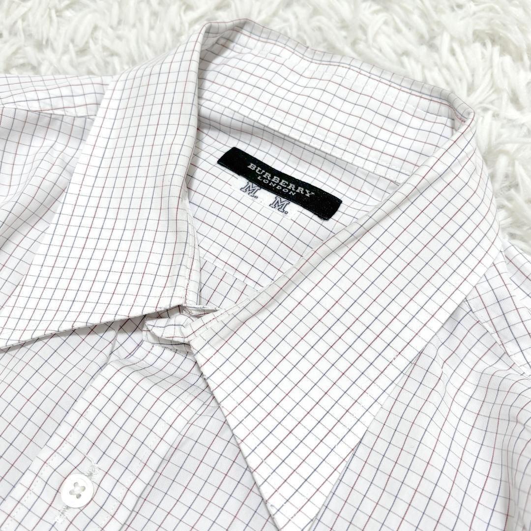 長袖ドレスシャツ 白チェック