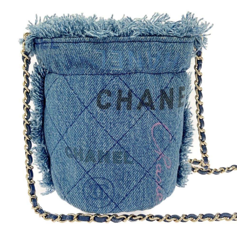 22ss 美品 CHANEL シャネル デニム バケットバッグ チェーン CHANEL - 22ss 美品 CHANEL シャネル デニム バケットバッグ