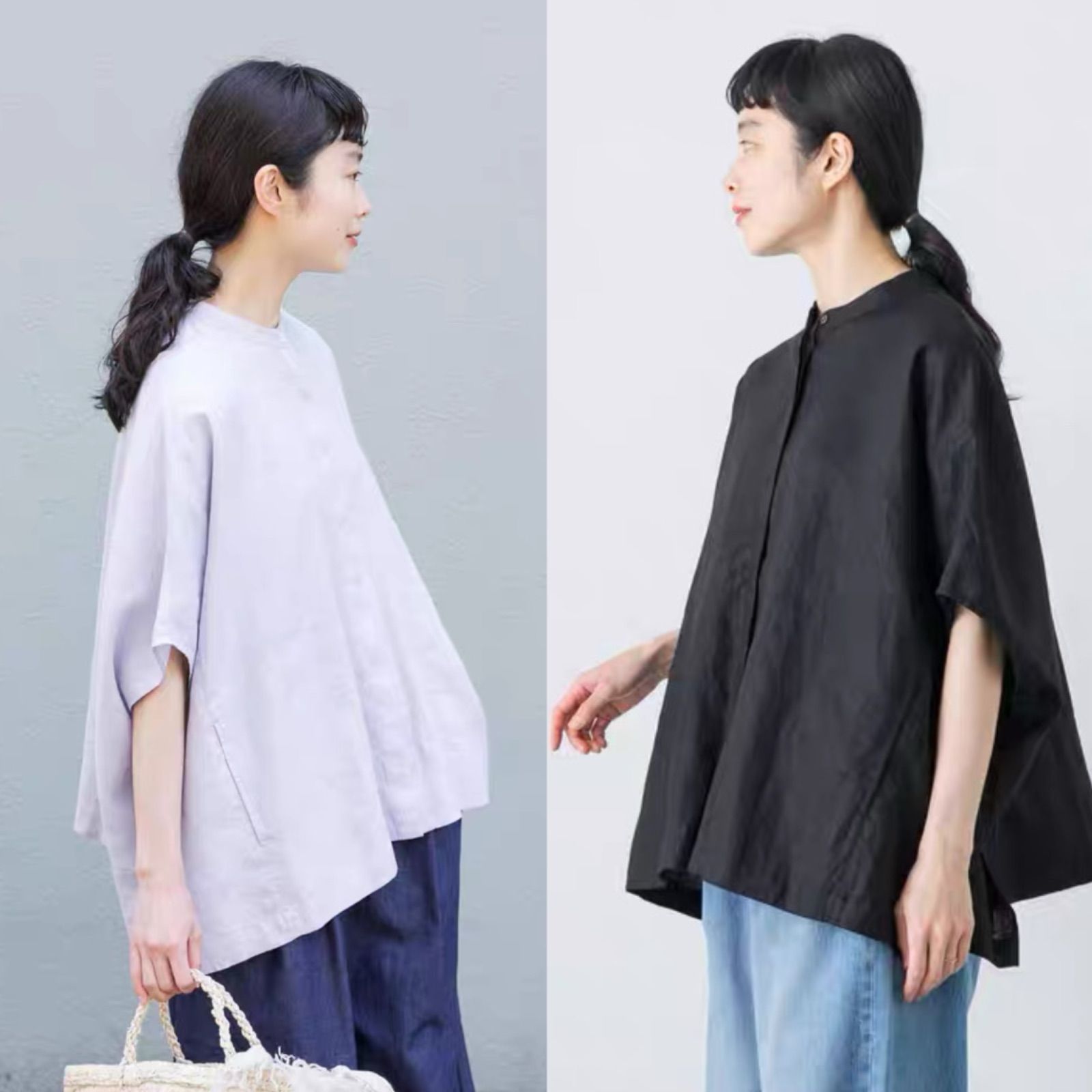 新品未使用 かぐれ リネンスクエアケープシャツ リネンスクエアケープシャツ（シャツ/ブラウス）｜かぐれ