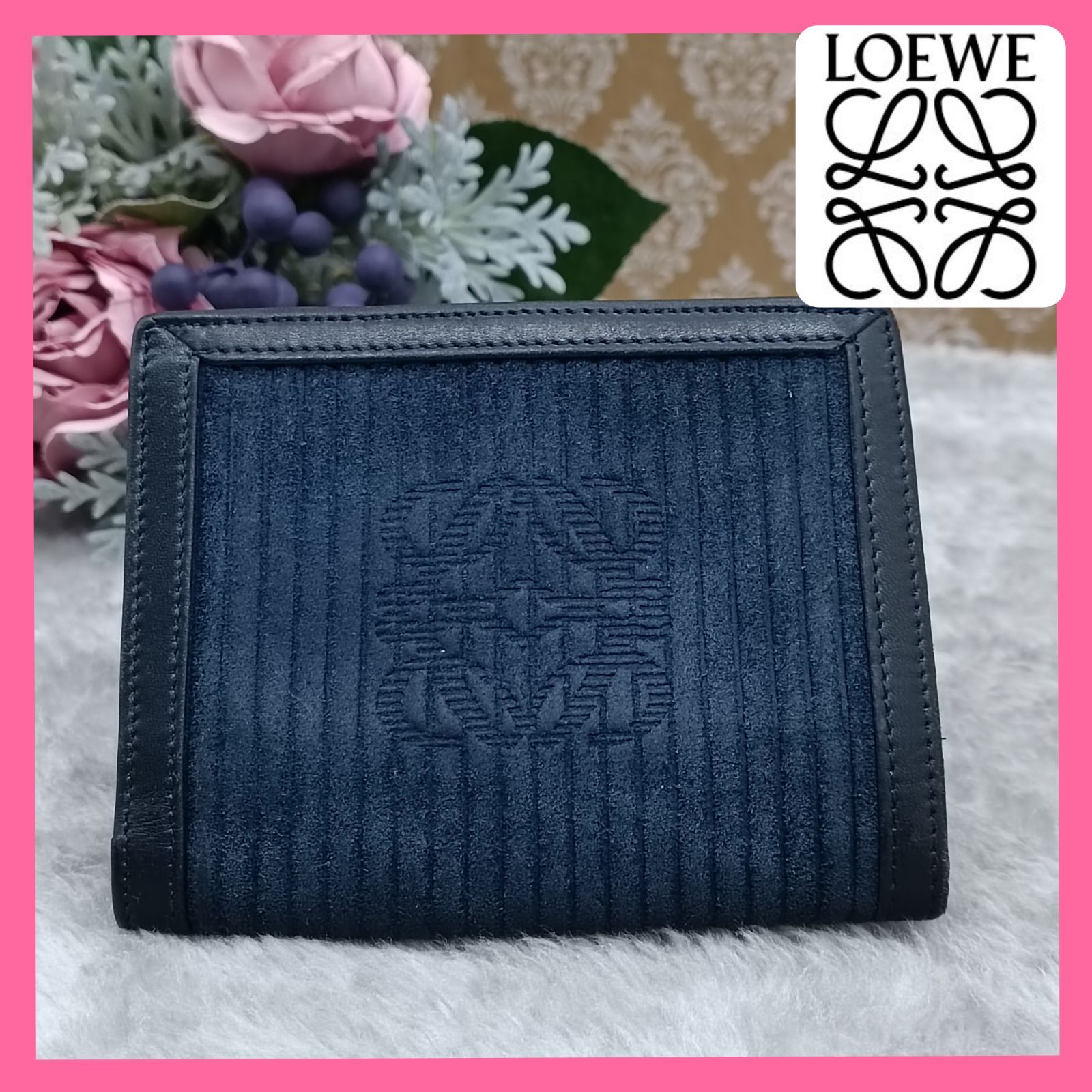 LOEWE 》 ロエベ 折財布 コンパクトウォレット アナグラム スエード 本革 ネイビー ユニセックス ヴィンテージ  送料無料・匿名配送・最短即日発送いたします！ 535 - メルカリ