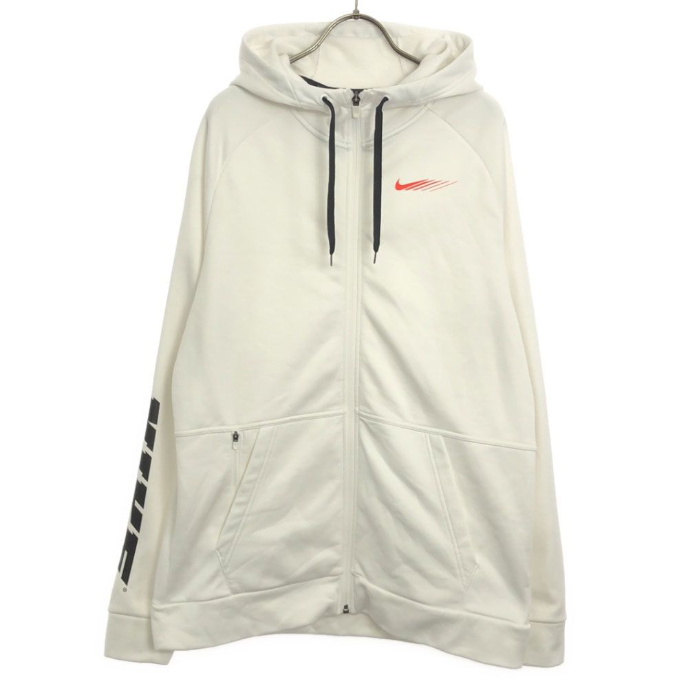 ナイキ プリント 長袖 スウェット ジップパーカー L ホワイト NIKE 裏起毛 メンズ