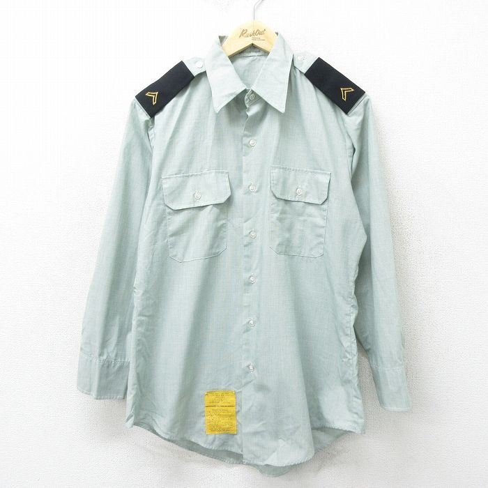 L/古着 長袖 ミリタリー シャツ メンズ 90s 薄緑 グリーン 24aug23 中古 トップス