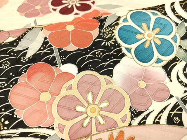 振袖7点フルセット駒刺繍 兎 鈴 舞蝶花文 金彩 （平和屋着物