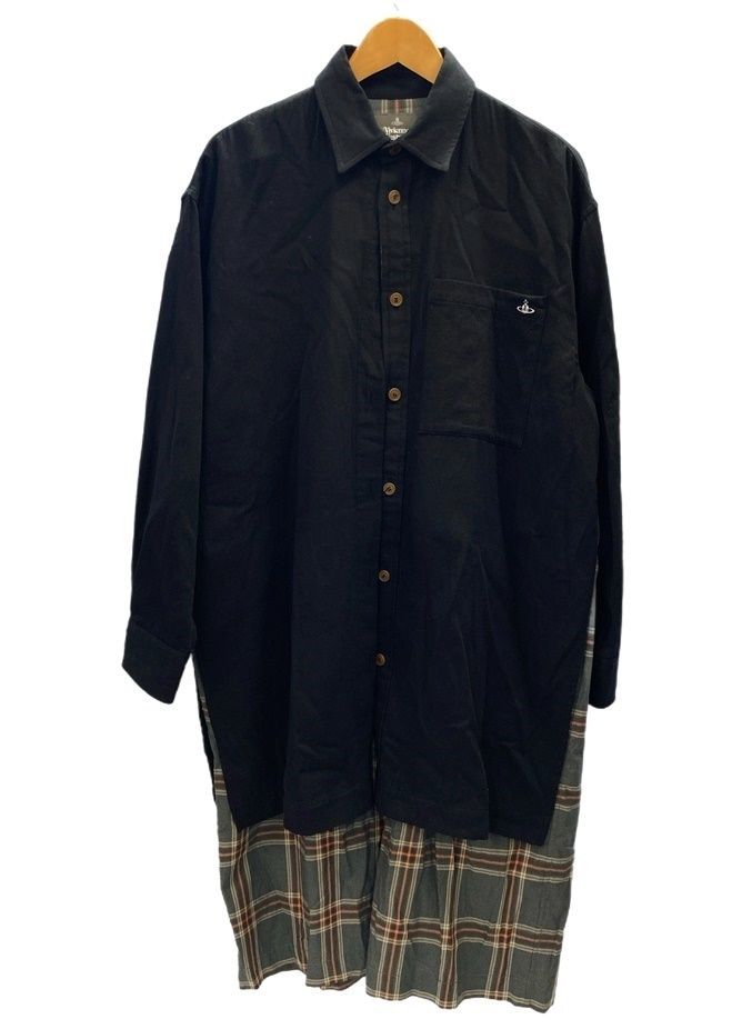 ヴィヴィアン Vivienne Westwood Vivienne Westwood MAN レイヤードシャツ MADE IN JAPAN 黒 VW-LP-72731 サイズ 46 長袖シャツ チェック ブラック 101MT-2452