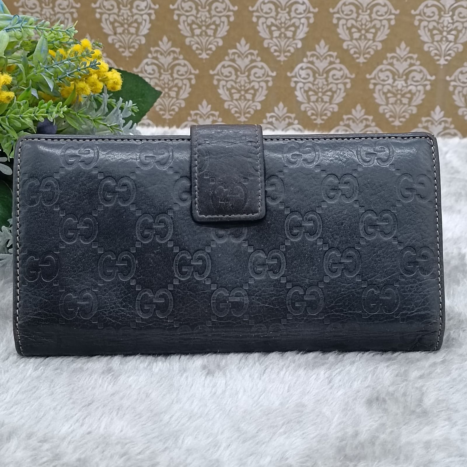 GUCCI 》 グッチ 長財布 シマレザー GGシマレザー ロングウォレット W 