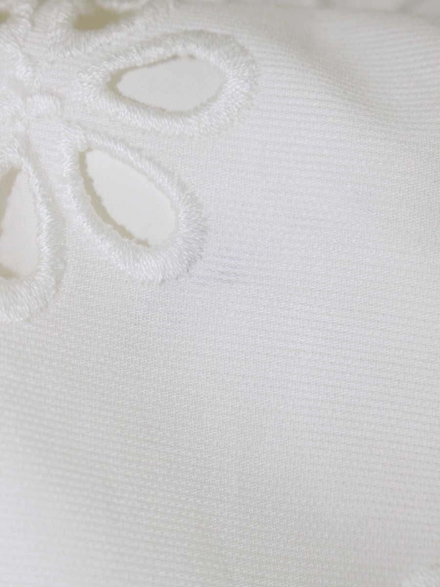 新品未使用刺繍デザイン ホワイトシャツワンピース　エムズグレイシー エムズグレイシー 521316 ワンピース 38 ホワイト フラワー