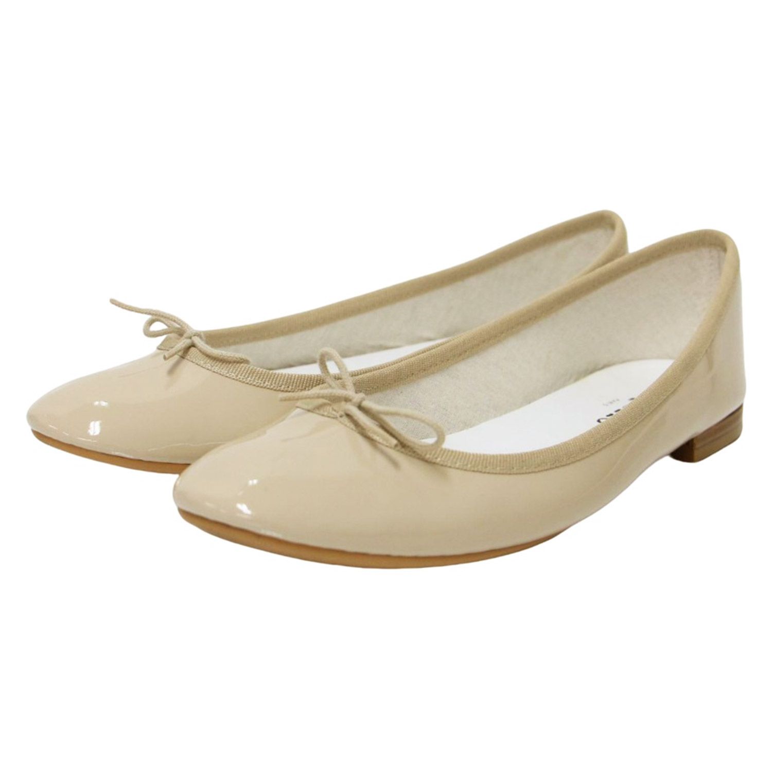 【新品未使用】レペット　フラットシューズ　バレエシューズ　ベージュ　38 Repetto レペット バレエシューズ ベージュ38(24cm) パテントレザー
