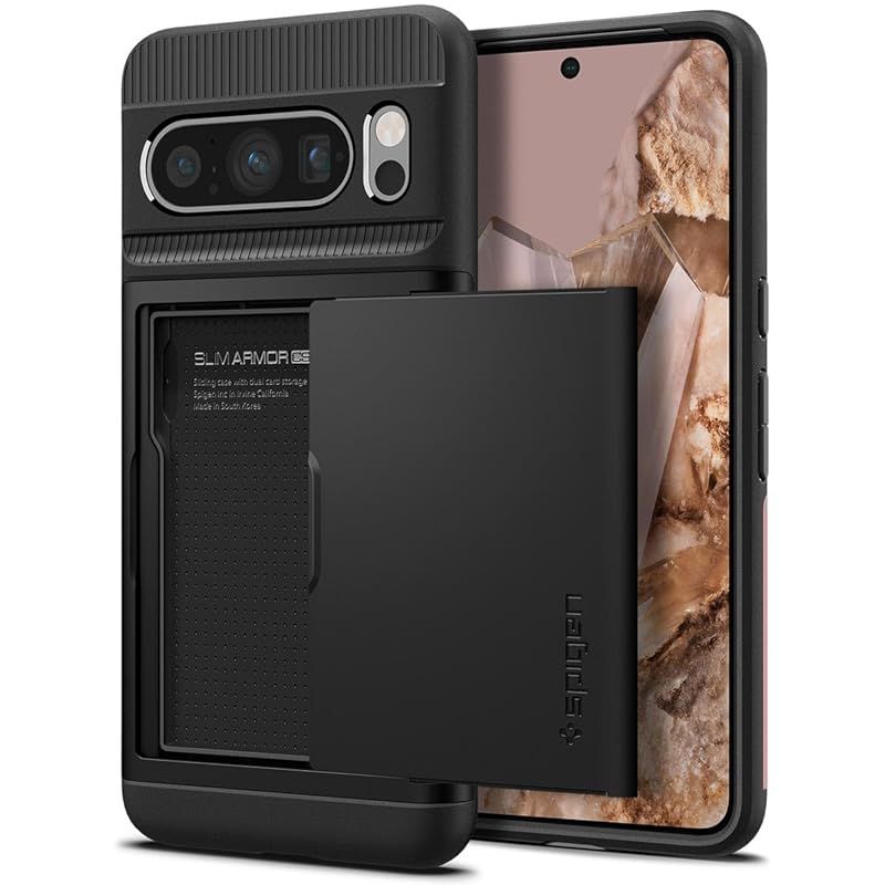 Spigen Google Pixel8 Pro ケース カード 収納 MIL規格取得 耐衝撃 指紋防止 傷防止 衝撃 吸収 二重構造 スリム・アーマー CS ACS06323 (ブラック) 1