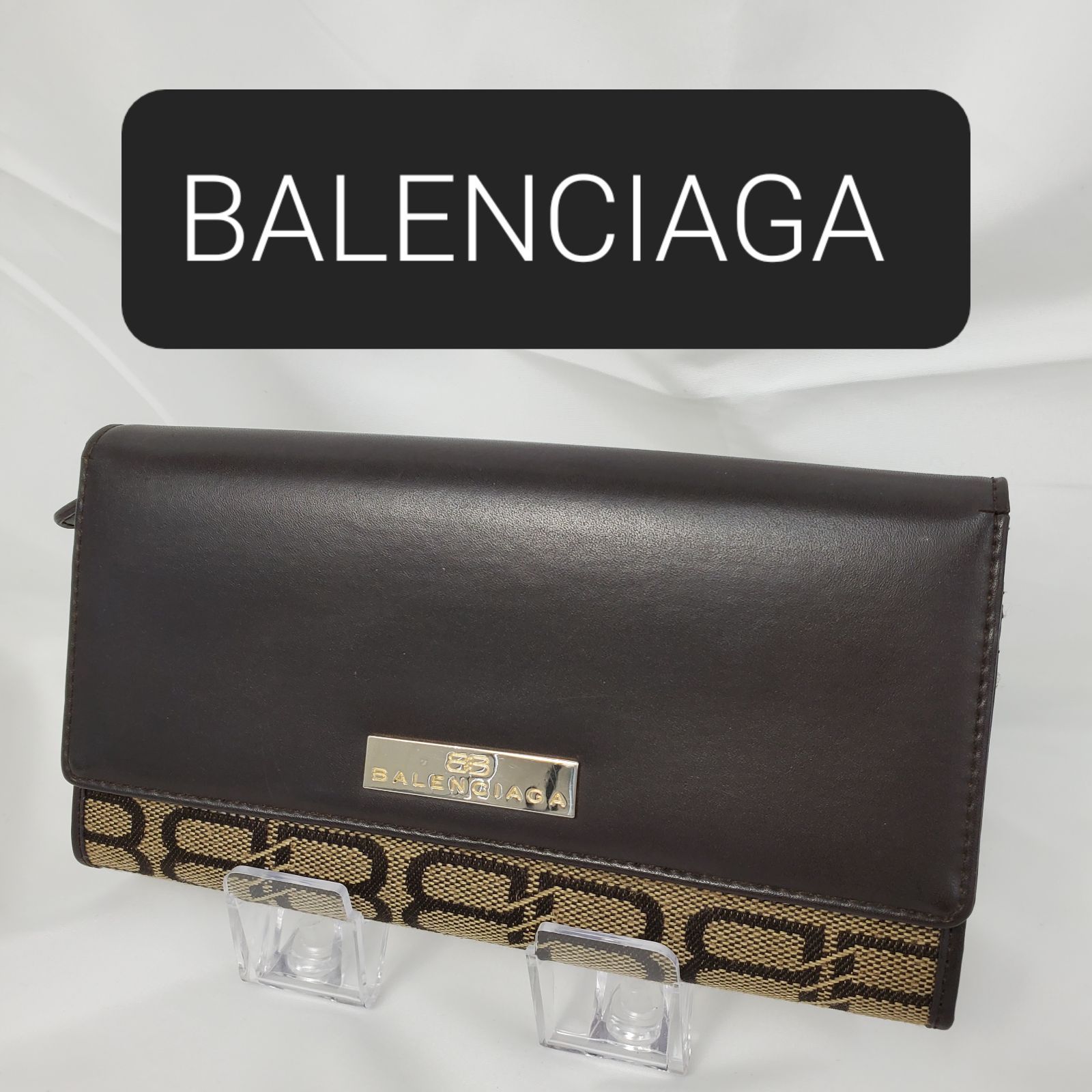 BALENCIAGA】 バレンシアガ ブラウンロゴ×ダークブラウン×ゴールド金具