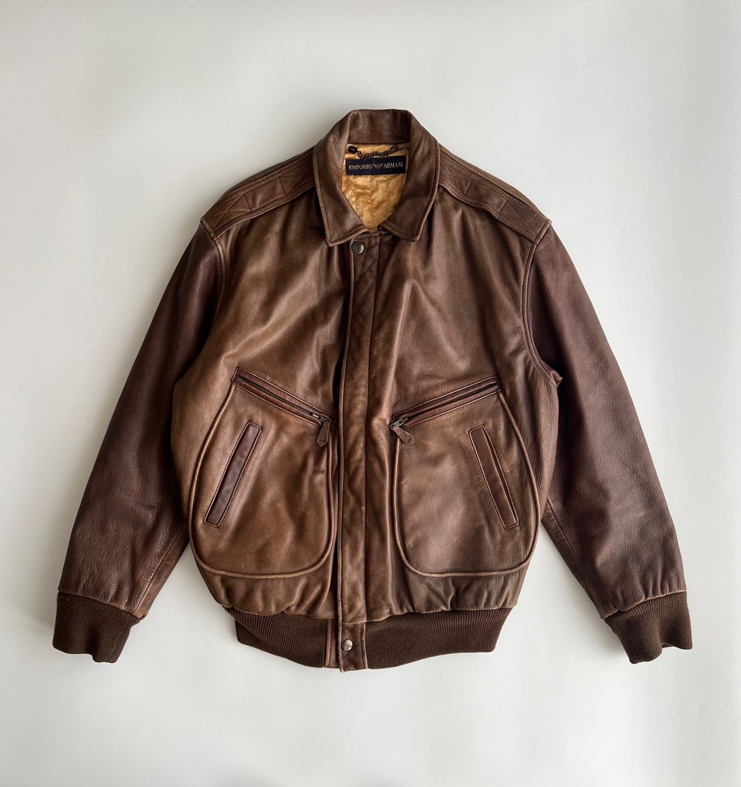 Emporio Armani ヴィンテージレザージャケット アーカイブ 1980s EMPORIO ARMANI A-2 LEATHER JACKET 1980年代 オールド