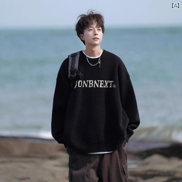 S 2.07]秋冬 コーデ メンズ 服 シンプル ファッション オシャレ 大人 かっこいい 大きいサイズ ストリート 紳士服 黒 セーター レトロ  ラウンドネック レイヤリング 韓国スタイル カジュアル ファッション メンズ 【公式通販】 秋冬 コーデ メンズ  服 シンプル ファッション オシャレ 大人 かっこいい 大きいサイズ ストリート 紳士服   レトロ ウォッシュ加工 ハイエンド PU エコ レザー ジャケット スタンドカラー エコ レザー ライダース スーツ