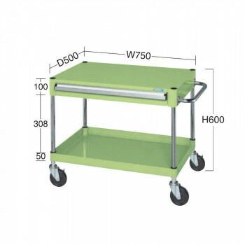 サカエ CSパールワゴン中量タイプ 引出し付 グリーン CSP-7561A