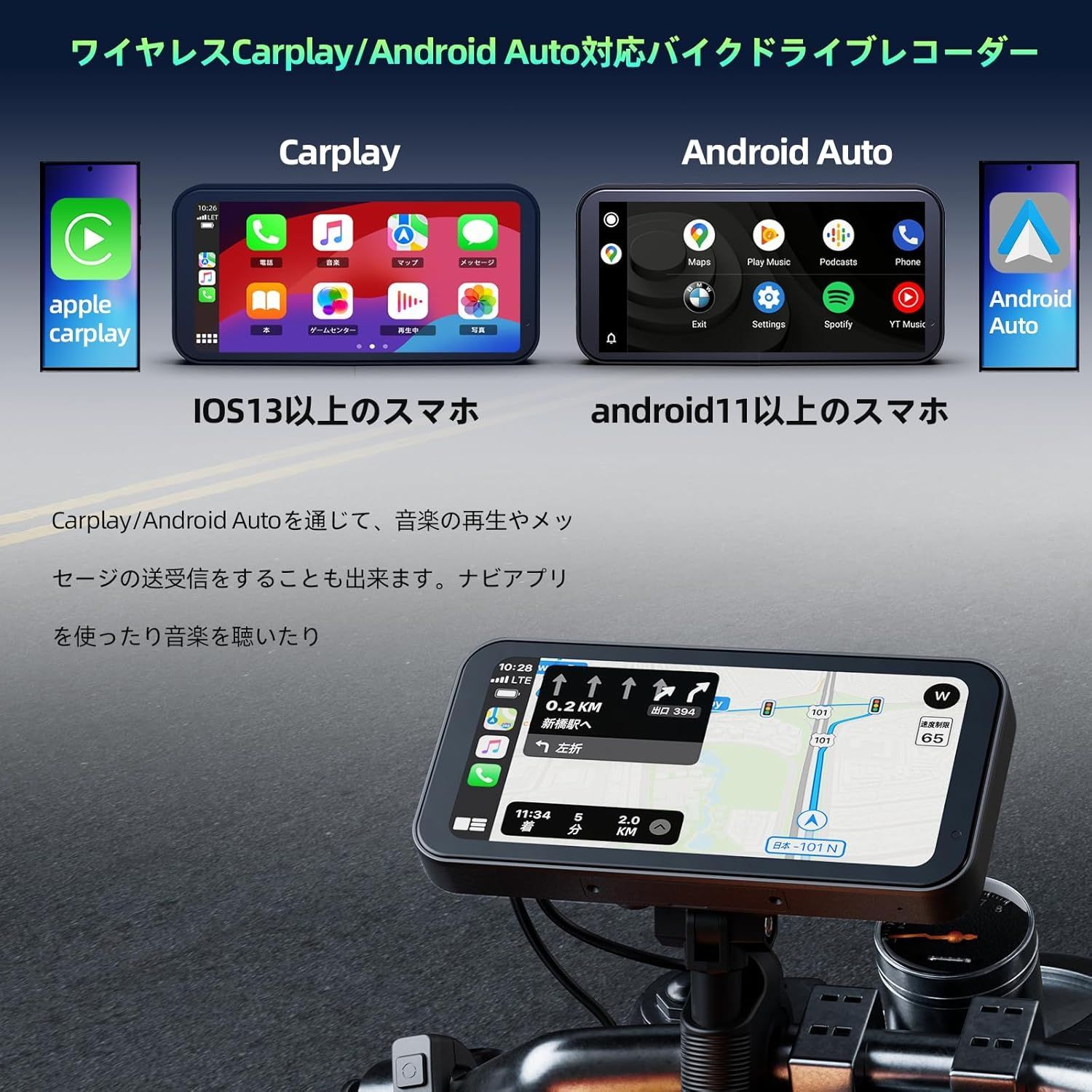 6.25インチIPSタッチスクリーン ワイヤレス