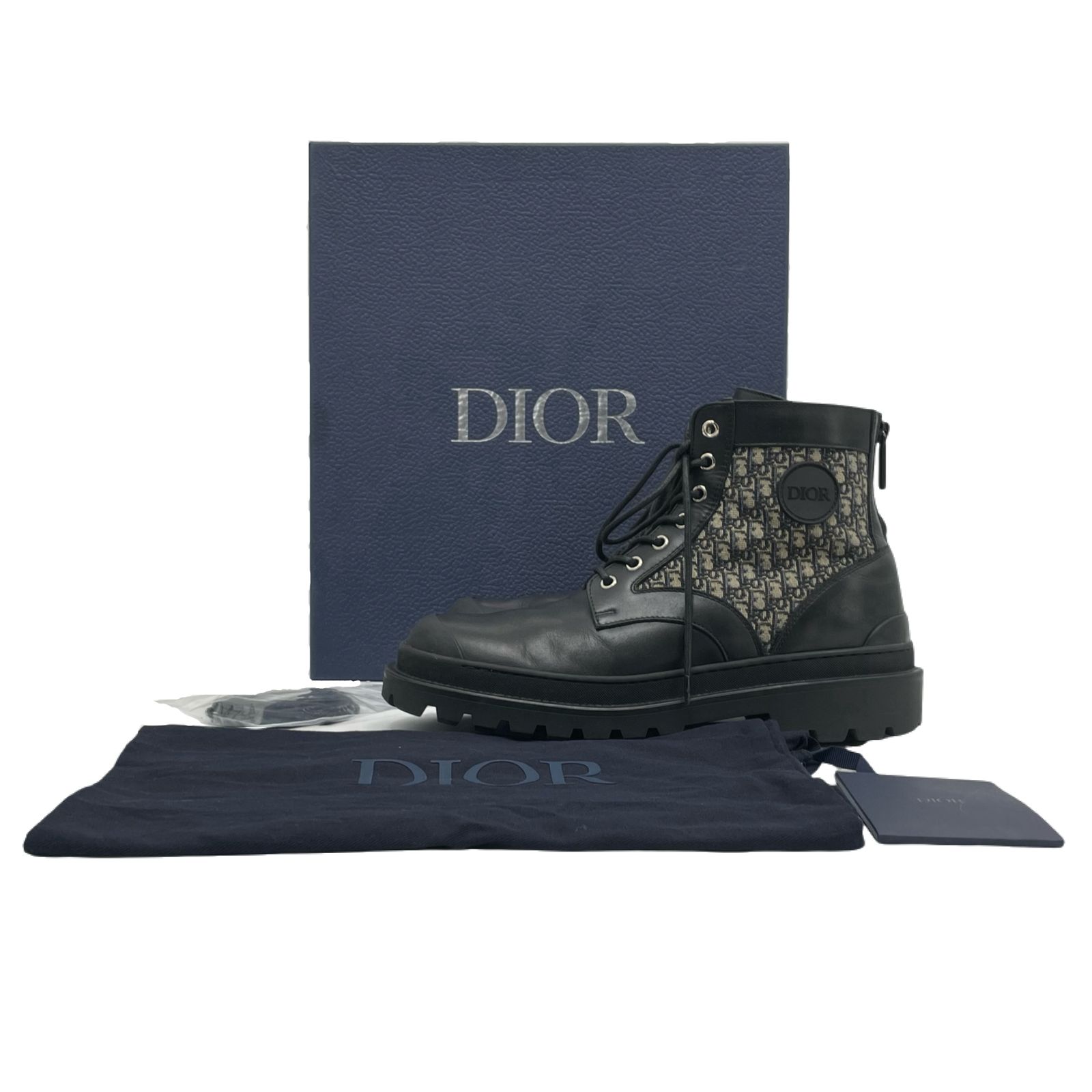ディオール Dior ショート ワークブーツ レースアップ レザー