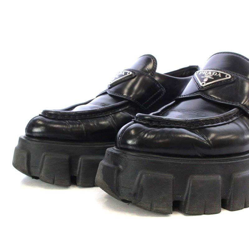 PRADA プラダ ローファー ネイビー 革靴 保存箱付き 約23cm（36） PRADA プラダ ローファー ネイビー 革靴 保存箱付き 約23cm（36