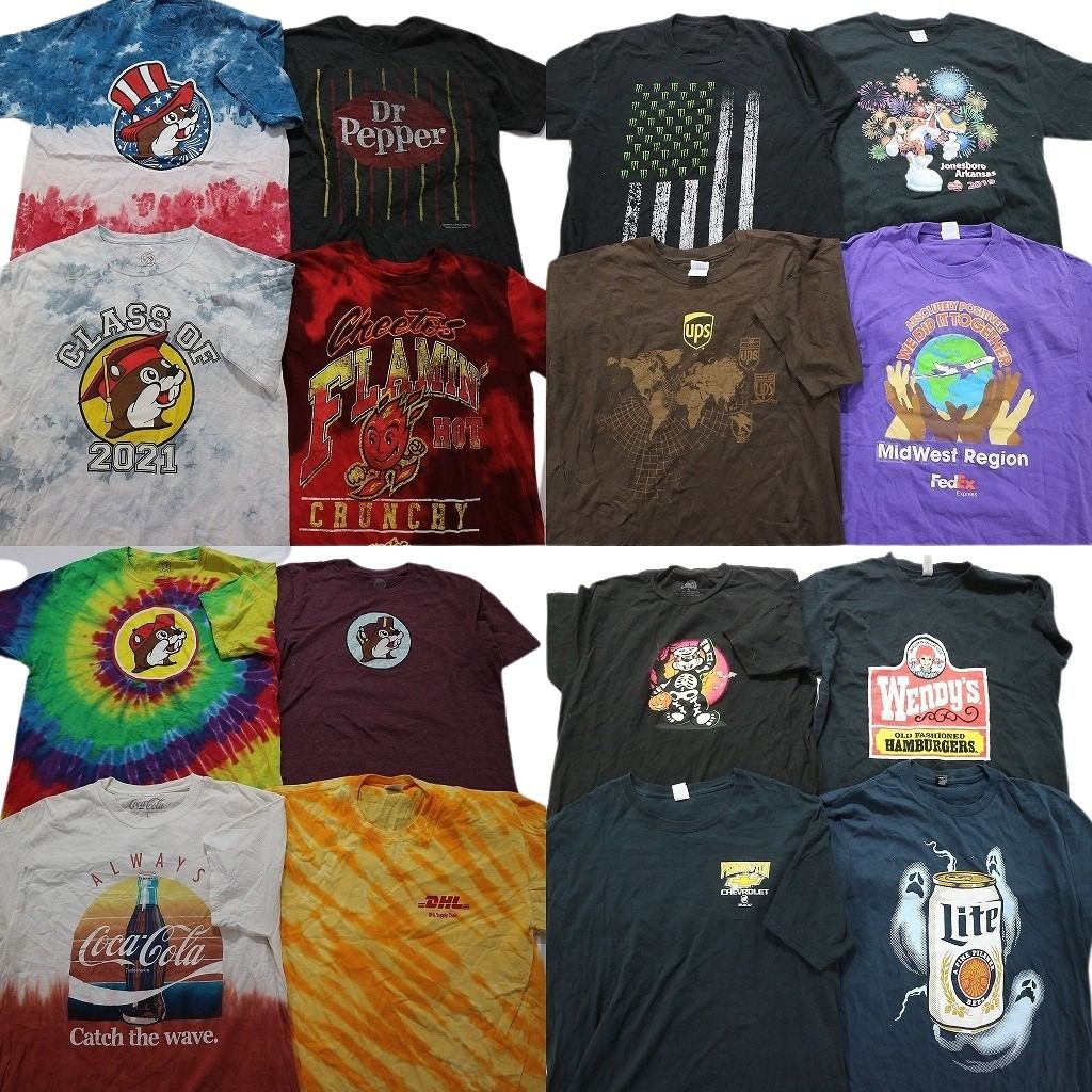 古着卸 まとめ売り 有名企業 半袖Tシャツ 16枚セット (メンズ L ) ドクターペッパー ウェンディーズ シボレー MS9449