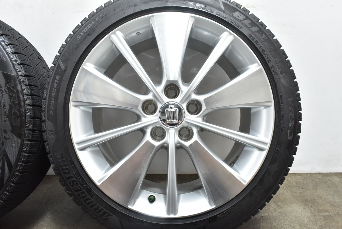 3 BRIDGESTONE 225/45R18 クラウン 純正 ノーマル バリ溝 VRX3付】トヨタ 200 クラウン 純正 18in 8J +45 PCD114.3