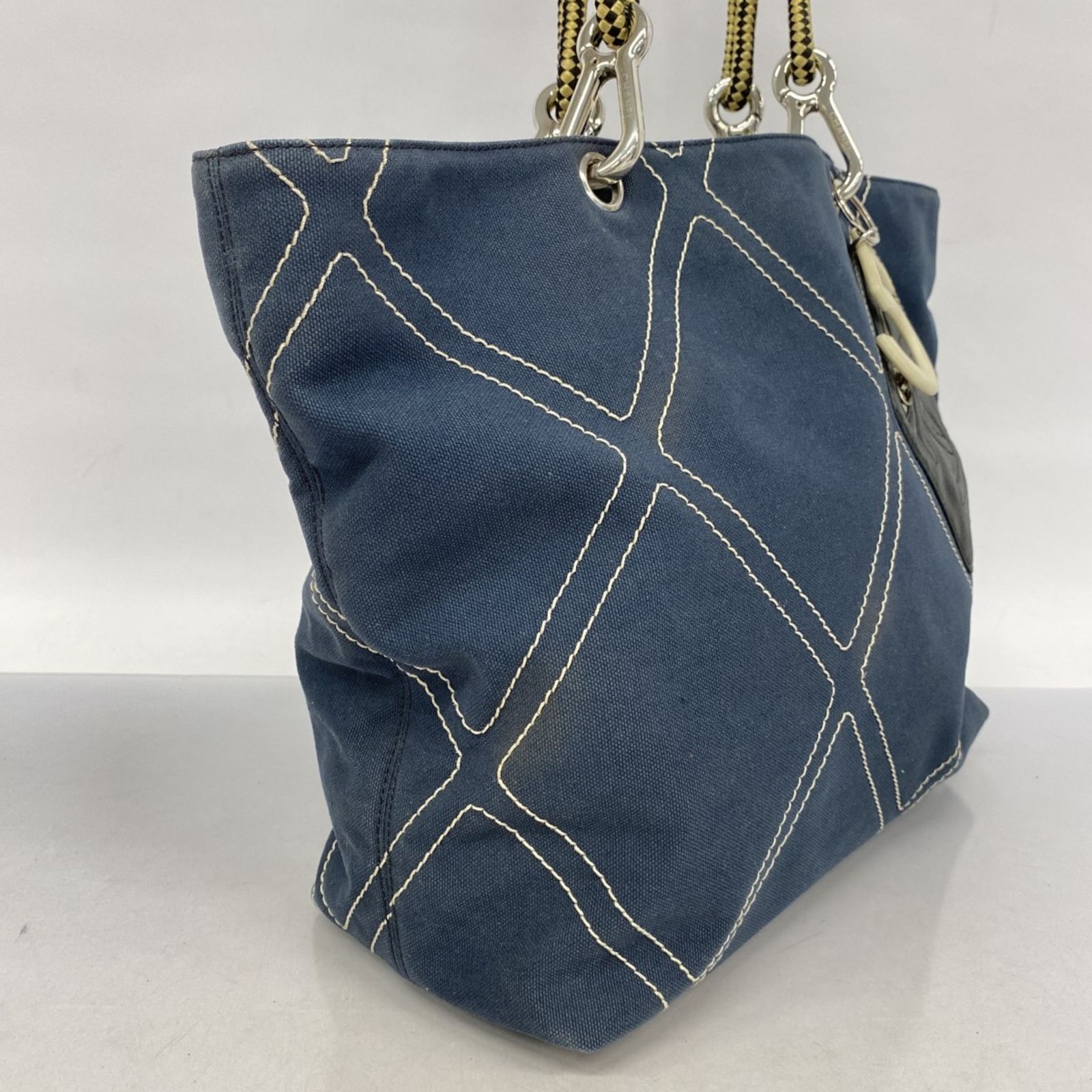□シャネル□ No.5 トートバッグ キャンバス レザー ネイビー