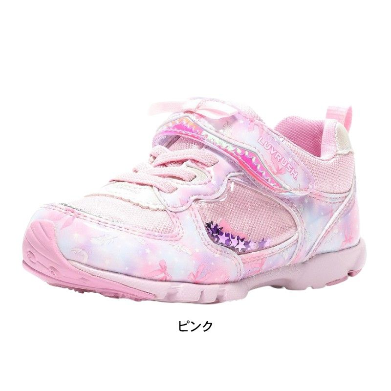 キッズスニーカー 運動会 運動靴 カップインソール マジック ベルクロ 女の子 ムーンスター スーパースター ラブラッシュ LUVRUSH 2E キッズ ジュニア tmlv1121 ピンク 19.0cm