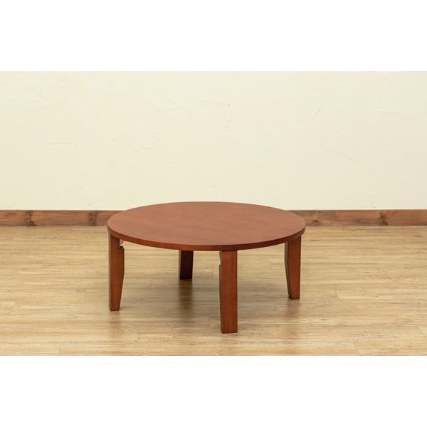 折りたたみテーブル ローテーブル 幅70cm 円形 ダークブラウン 木製