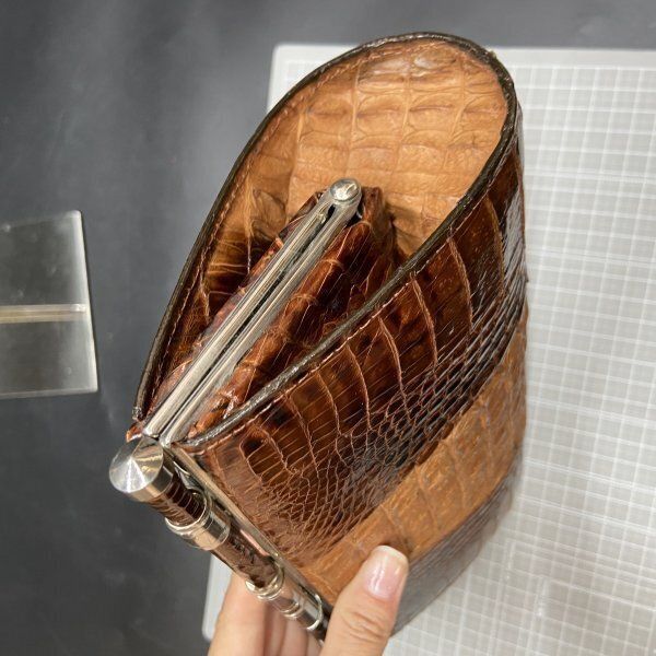 クロコダイル　レザー・ワニ革 デッドストック　vintage R268 美品 ワニ革 ハンドバッグ クロコダイルレザー
