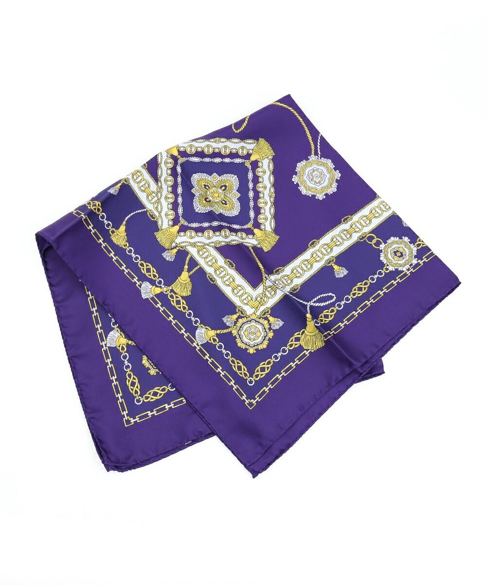 レレ LELLE シルク スクエア チェーンプリント スカーフ バンダナ・MA