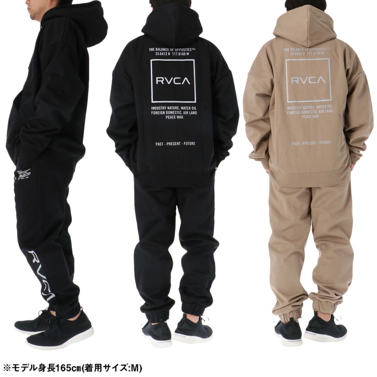 ルーカ スウェット 上下 セットアップ メンズ ブランド RVCA フード付き フーディ フルジップ 黒 バックプリント付き 裏起毛 裏フリース 防風 はっ水 撥水 BF042018 上下セット 大きいサイズ 有 スポーツウェア トレーニングウェア スポーツ LLC-HASEGAWATOSO_COM