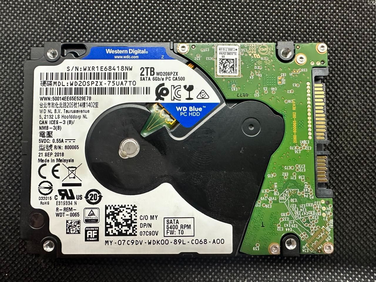 【中古動作確認済】2.5 インチ2TBHDD WD