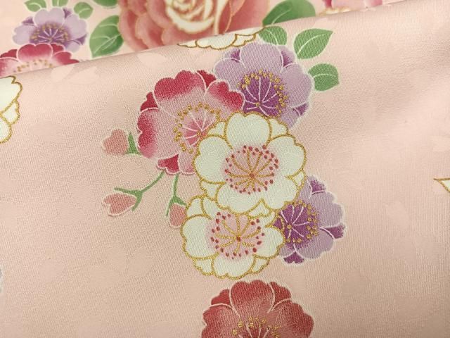 平和屋着物○小振袖 二尺袖 舞花文 暈し染め 金彩 洗える着物