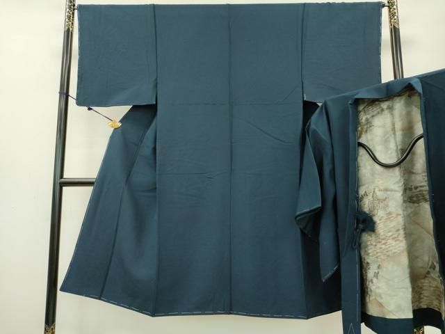 平和屋着物男性　紬　深縹色　アンサンブル　正絹　逸品　未使用　DAAM2010fe