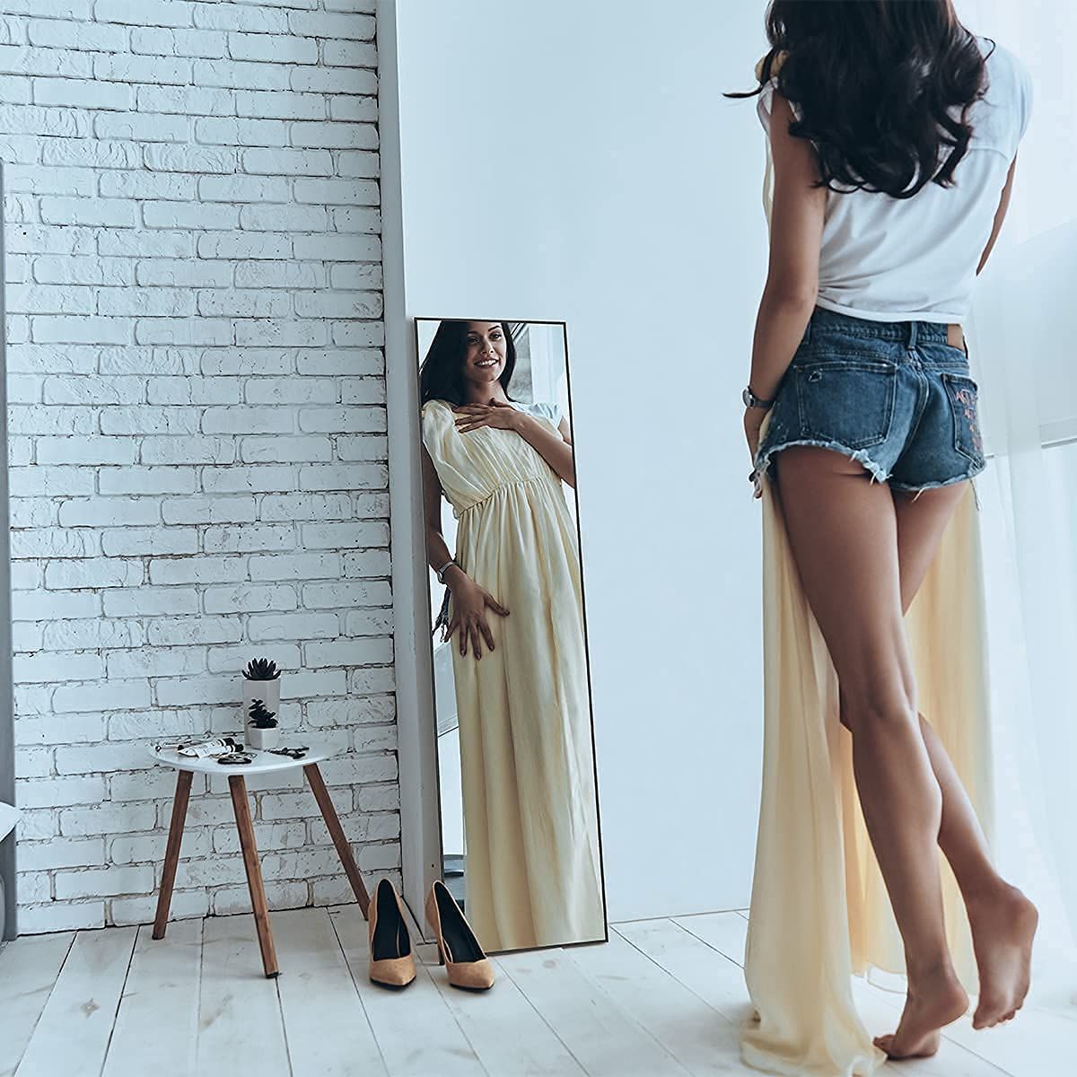 新着商品 壁掛け 立掛け 姿見鏡 全身ミラー 壁掛け鏡 全身 ドアミラーアルミフレーム HD鏡面 スタンド式 壁掛け 鏡 立て掛け姿見 ドア掛けミラー ブラック 119.3 30.4CM NEXPOTALLINN_EU