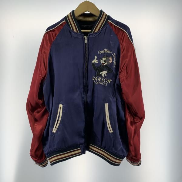 VANSON トムとジェリー リバーシブルスカジャン サイズXL ポケット部分等に毛羽立ちあり バンソン グリーンブラック ブルー 19 KANDAIZUMI_COM