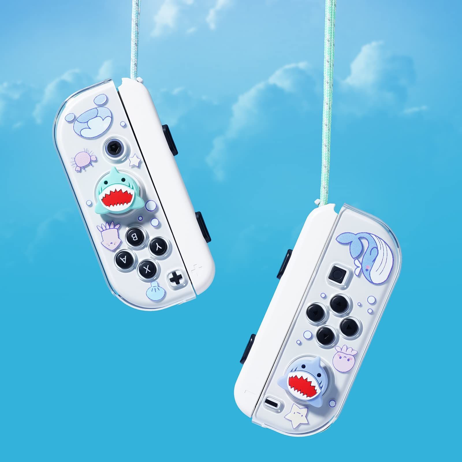 【クーポン有】に対応 Joycon Switch/OLED/Lite サメ Nintendo Nintendo かわいいシリコンジョイスティックキャップカバーアクセサリー 用 Joy-Con Switch 親指グリップキャップ JINGDU