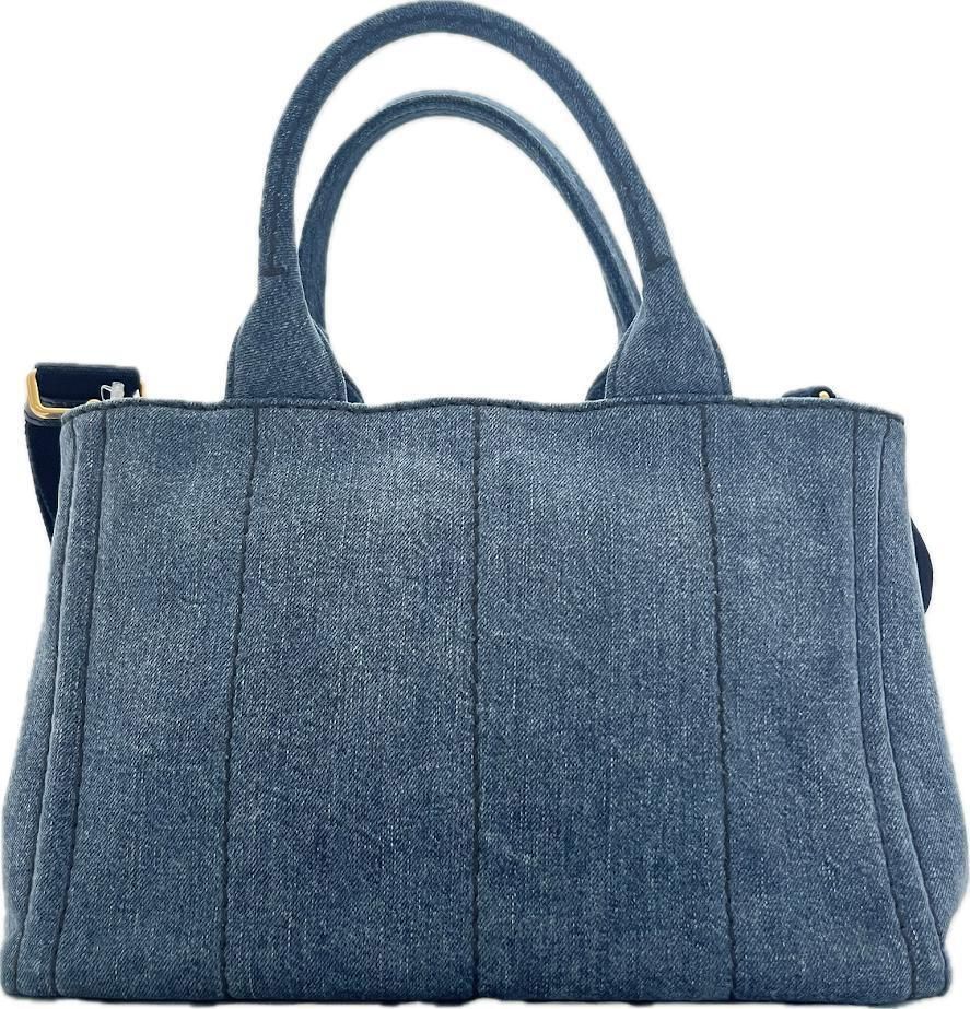 美品】PRADA CANAPA DENIM BLUE プラダ カナパ S 2way トート