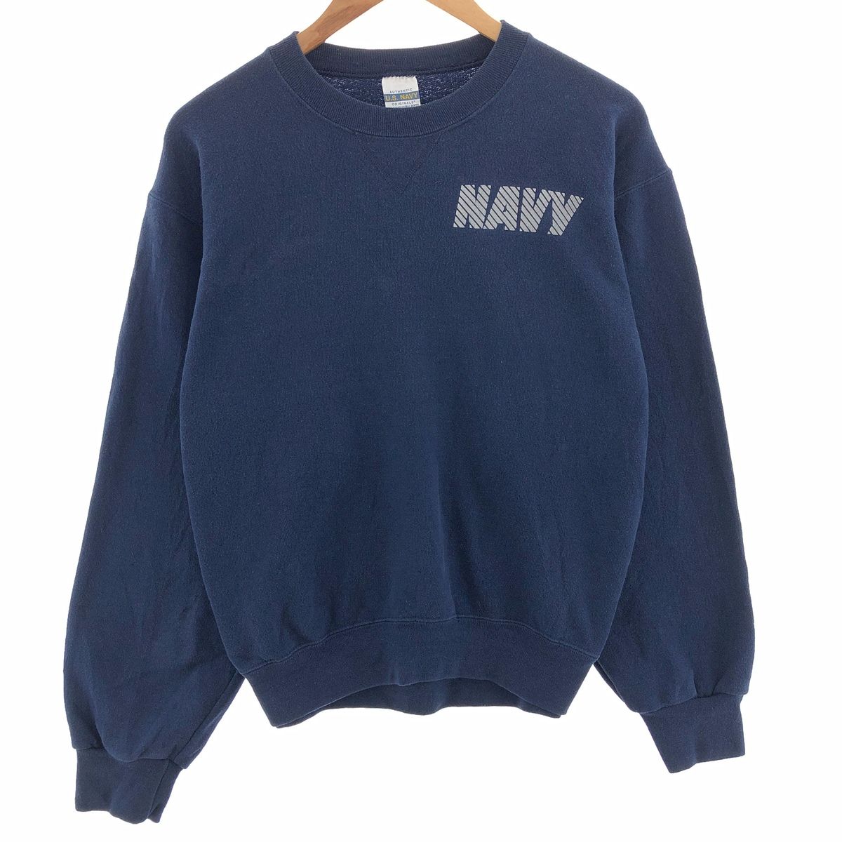 古着 90年代 U.S.NAVY リフレクター プリントスウェットシャツ トレーナー USA製 メンズS ヴィンテージ/eaa391357