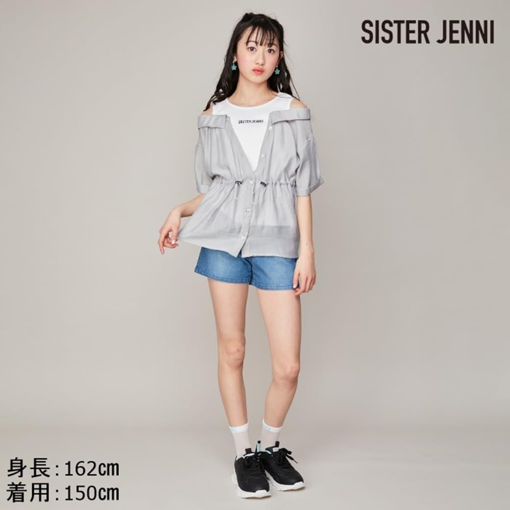 [SISTER JENNI] ジーンズ前ボタンハイウエストデニムショーパンガールズ ブルー