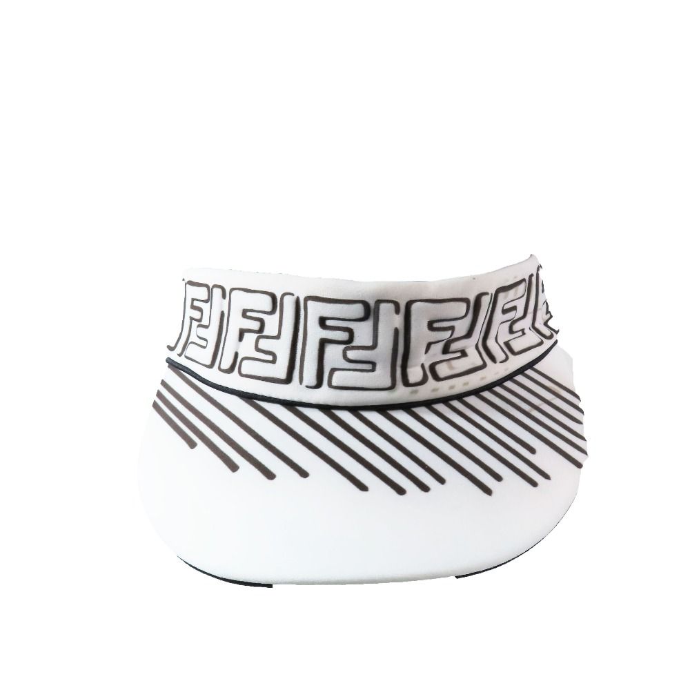 FENDI × Joshua Vides フェンディ × ジョシュア ヴィーダス サンバイザー FFロゴ ズッカ柄 キャップ 帽子 ホワイト ブラウン レディース 古着