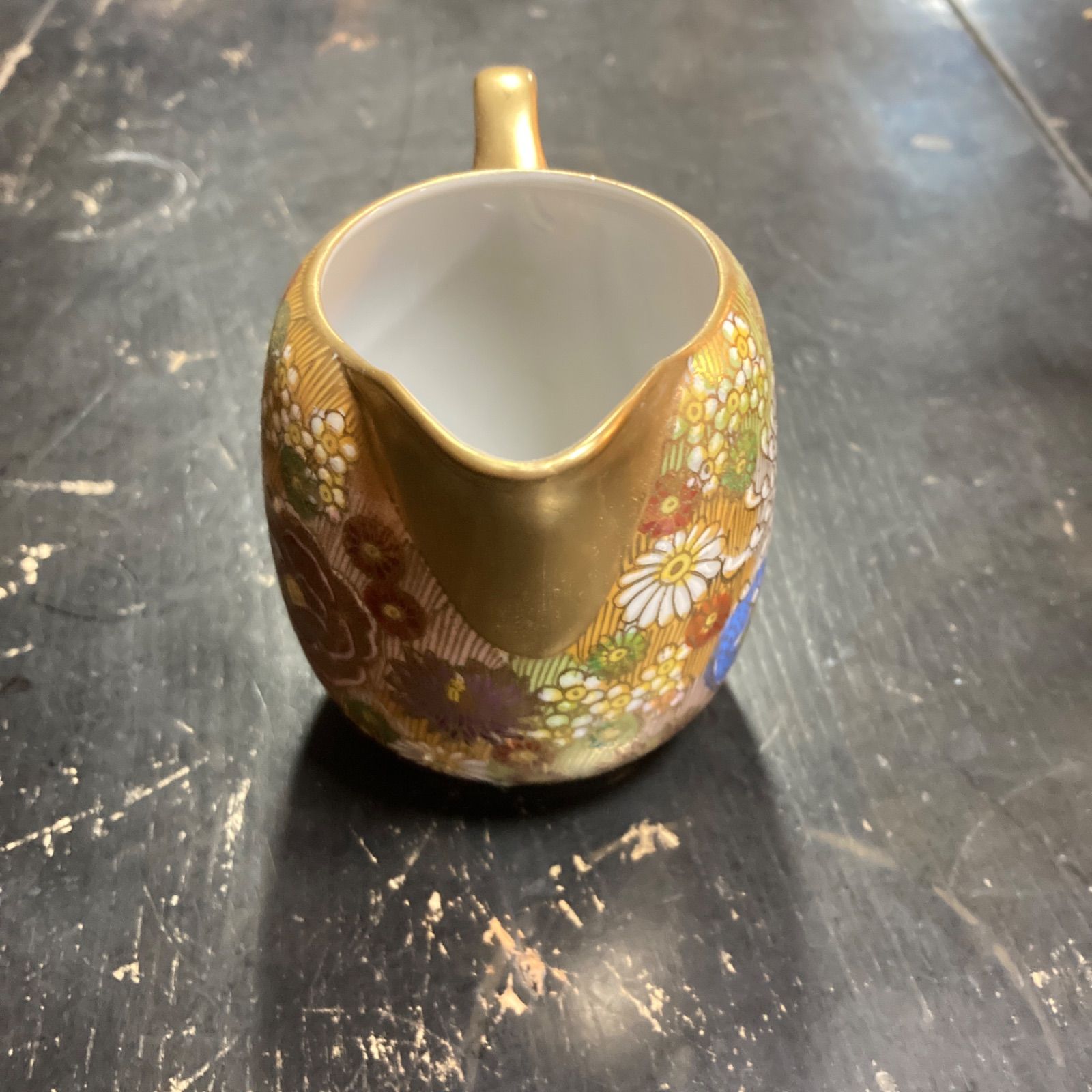 未使用 美品 希少 九谷焼 クリアランス 章山 花詰 金彩 シュガーポット