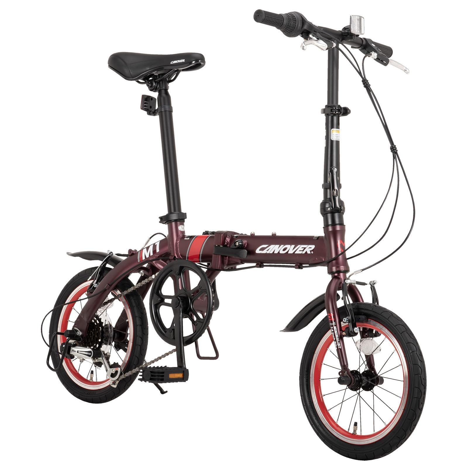 新商品 約10kg 軽量 46T大型クランク 6段変速 アルミフレーム シマノ 14インチ CA-M1 折りたたみ自転車 カノーバー CANOVER