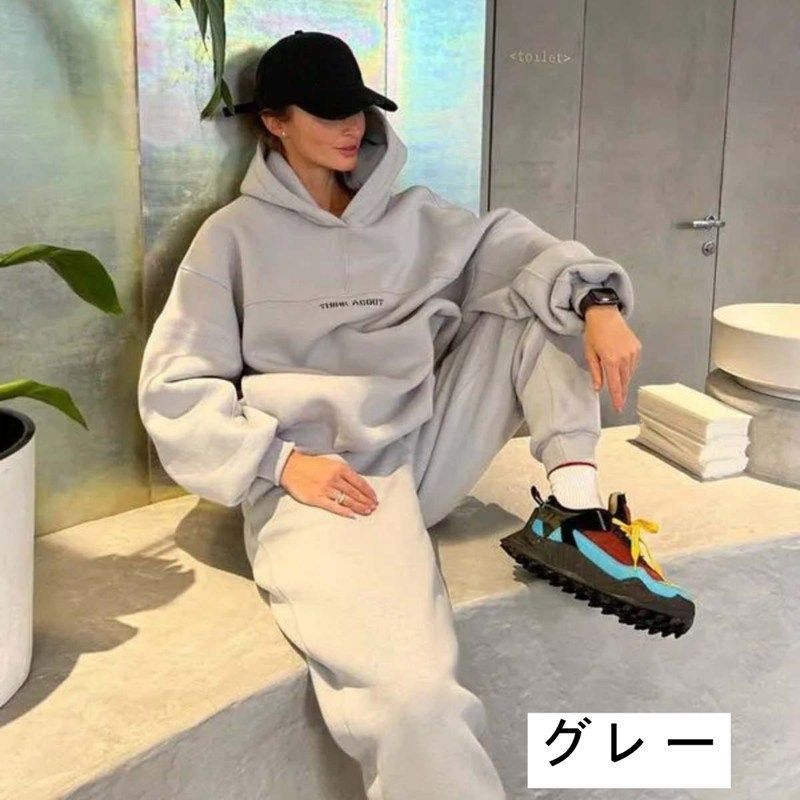 東京都内 上下セット 大きいサイズ ♥ レディース セットアップ 韓国服 セット スウェットパンツ パーカー パジャマ 長袖 パンツ ボトムス 秋 冬 大人 可愛い ジャージ ルームウェア 部屋着 運動着 lbl06 最終