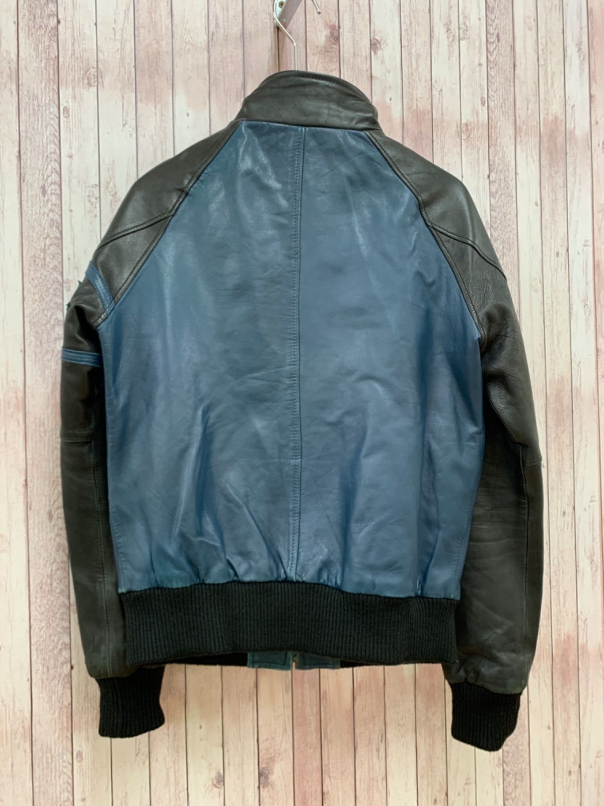 ☆Schott ショット ラムレザー 羊革 ジャケット XS ワッペン 切替