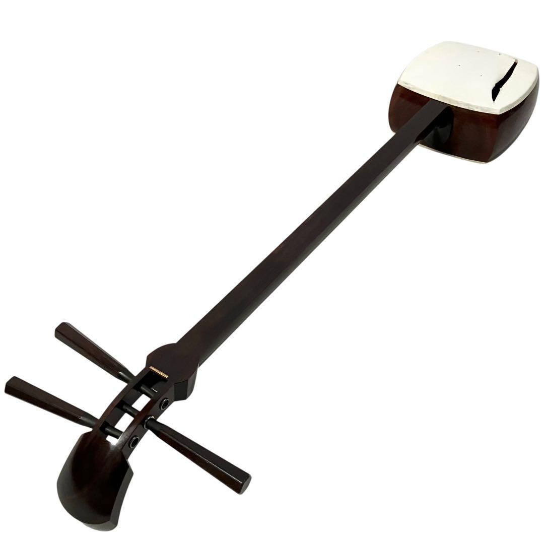 【高級】 三味線 金細 二本溝 子持綾杉 和楽器 ケース付 高級三味線 細棹 金細 紅木 子持ち綾杉胴 二本溝 和楽器