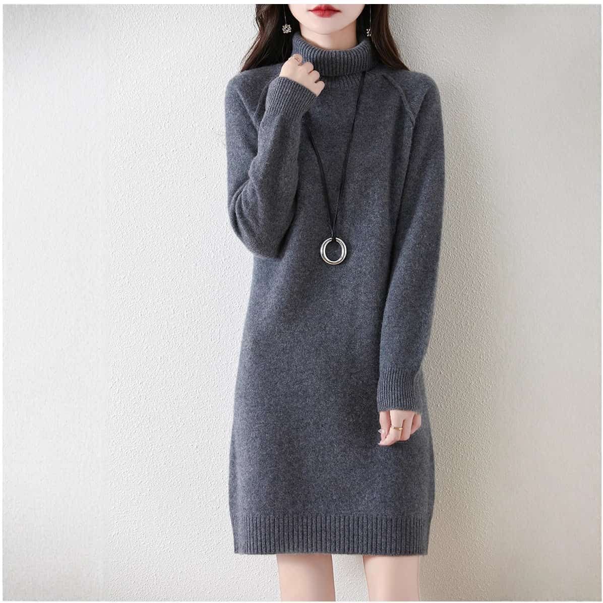 ニットワンピース レディース 即 OK 秋冬 チュニックワンピース 膝丈 ワンピース ニット 秋冬 ニットセーター タートルネック ゆったり カジュアル オシャレ ニットワンピ 膝丈ワンピース きれいめ シgelitai19