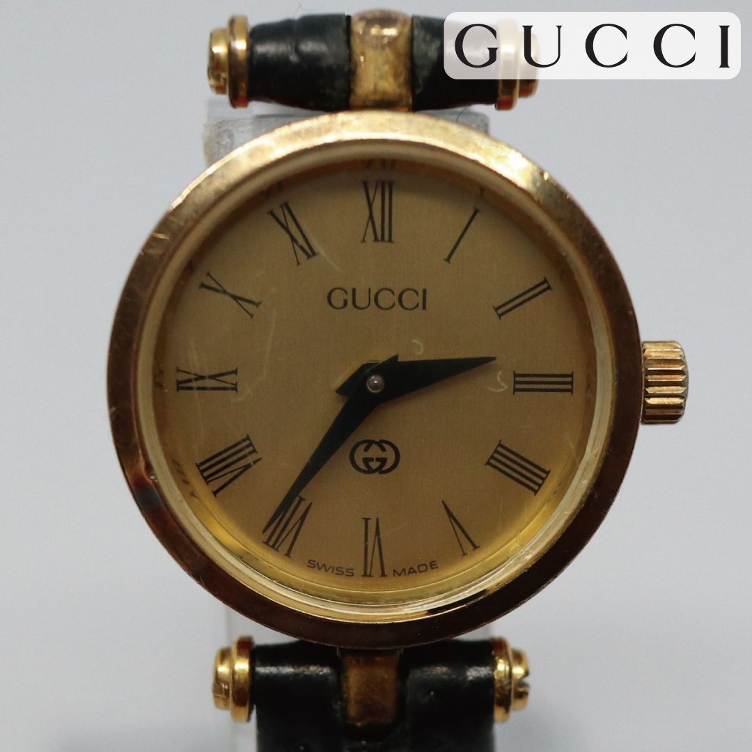 稼働品】GUCCI グッチ レディス 腕時計 ゴールド シェリーライン