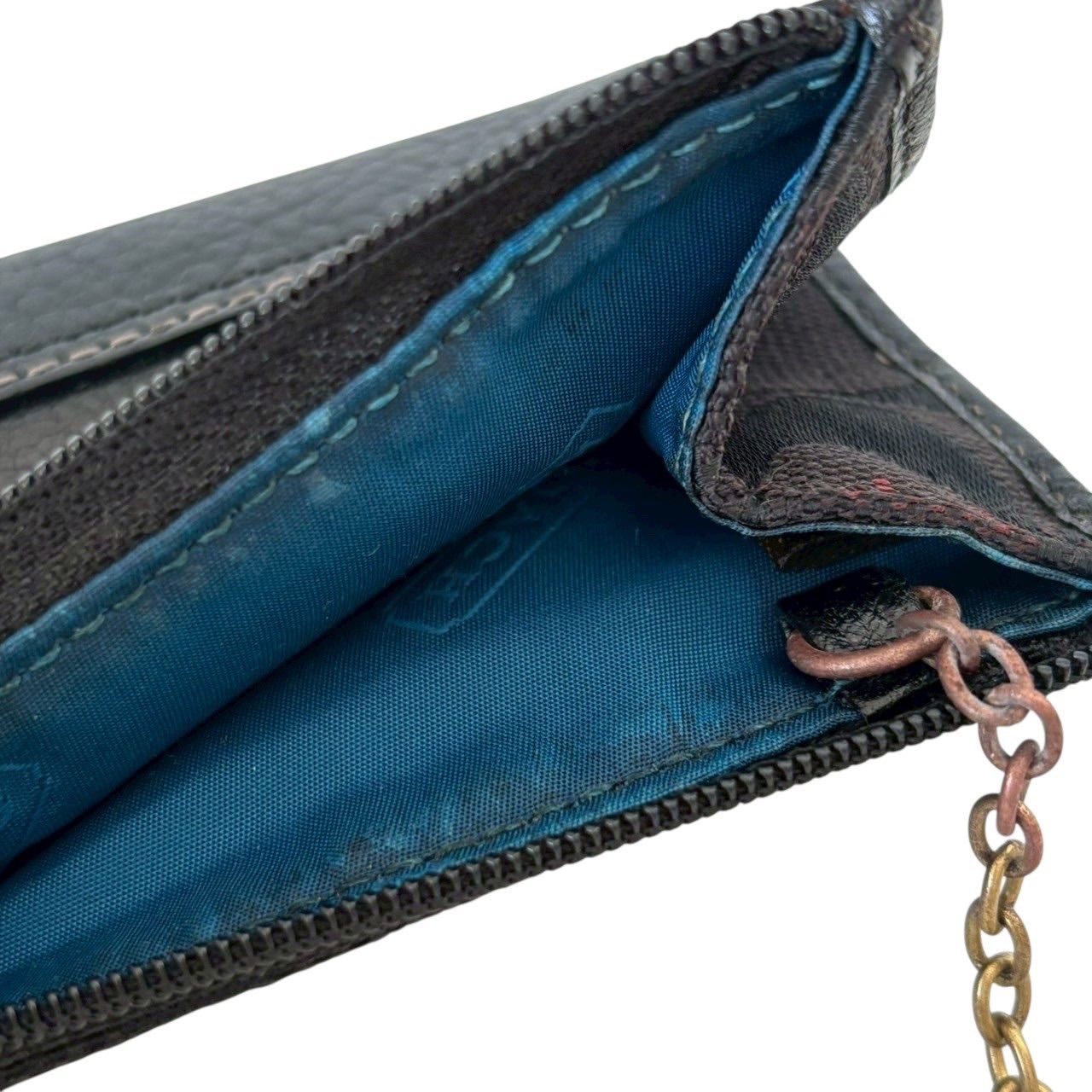 わ*よ様 メリカリ最安値新品コーチCOACH キーリング付き札ケースレザー COACH コーチ キーリング付きカードケース 黒 カード入れ シグネチャー