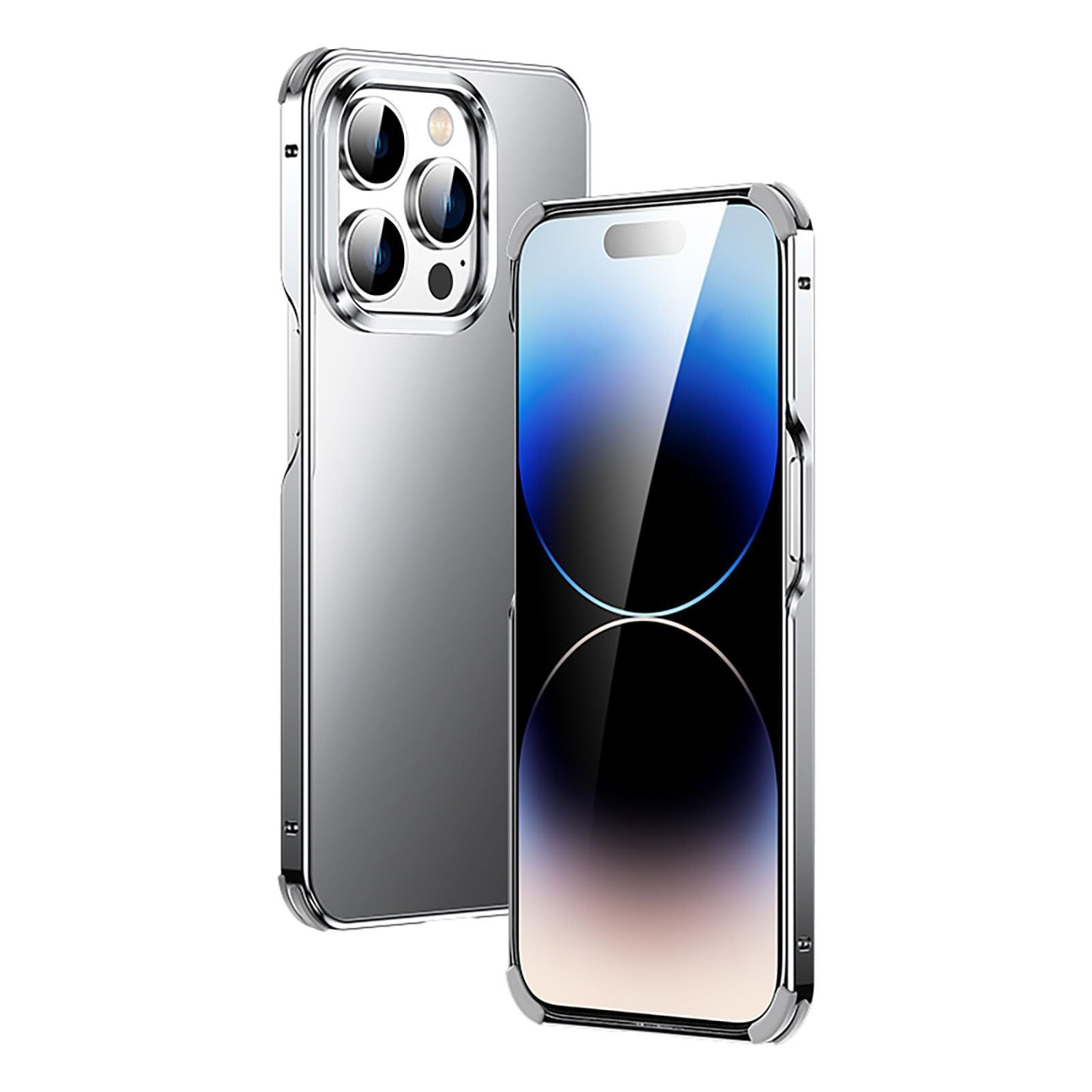HCXLYP アルミニウム合金メタル電話ケース iPhone 14 対応 超落下防止 指紋防止 ハイエンド ビジネス 傷防止 スリム シルバー