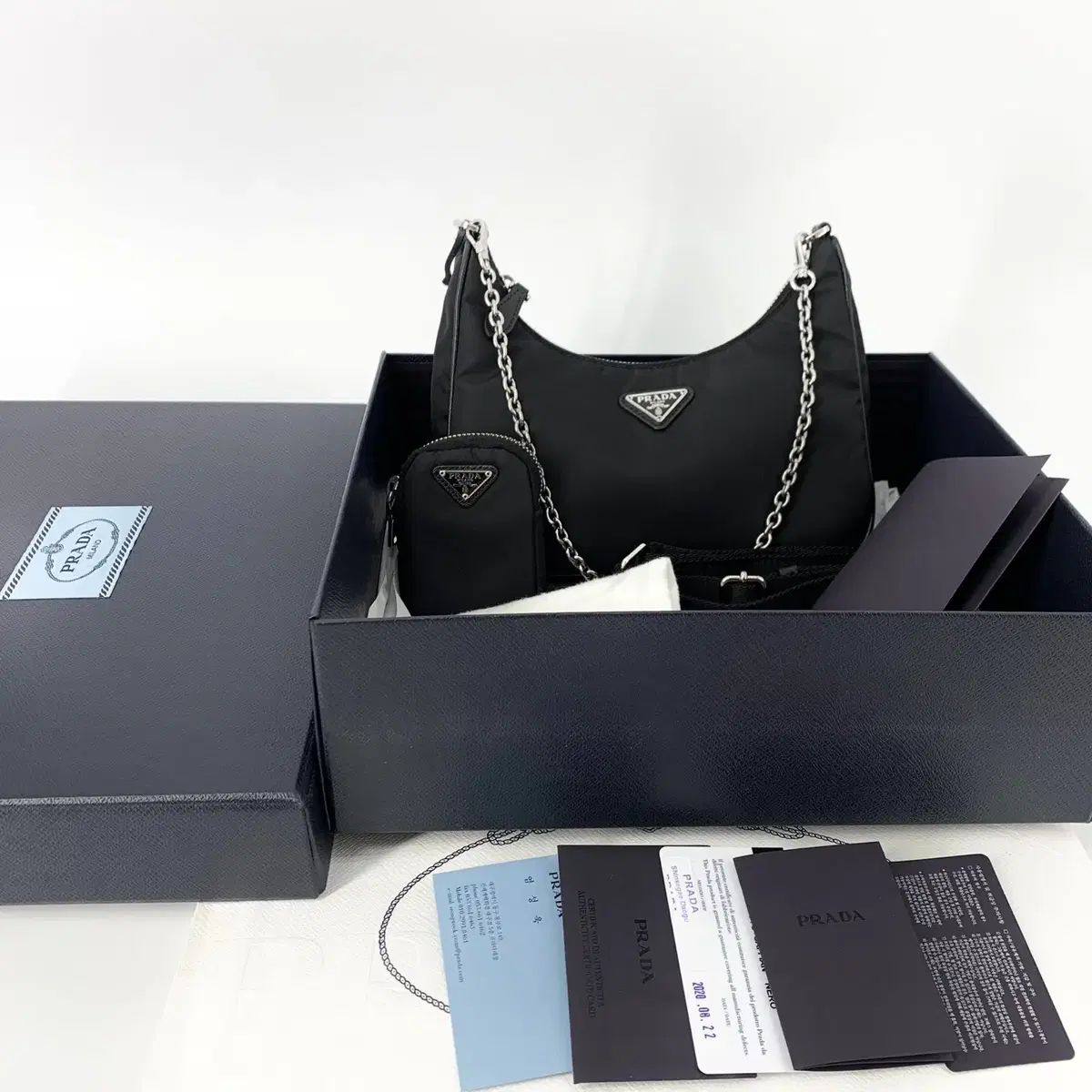 *デパートボード* PRADA プラダ ブラック テスート Re-Edition リエディション マルチ ホーボーバッグ 1BH204
