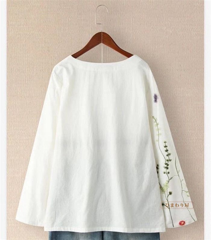 ブラウス 長袖 シャツ レディース  春 秋 トップス チュニック 花柄シャツ 刺繍 コットン 体型カバー ゆったりシャツ お洒落 カジュアル きれいめ 30代40代50代 チュニックシャツ レディース 長袖 チュニック 綿 ガーゼ