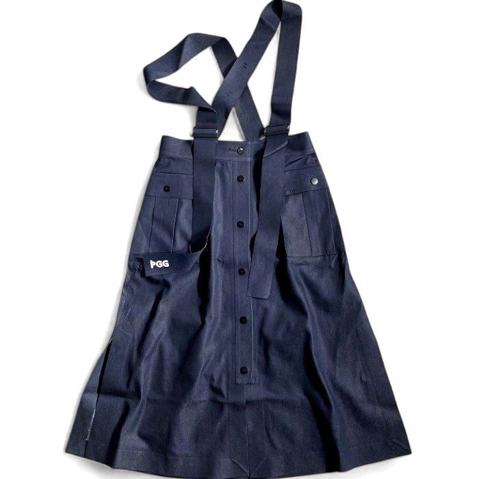 PGG by PEARLY GATES × Lee パーリーゲイツ ゴルフ リー 別注 無縫製圧着 SOLOTEX リサイクルポリデニム サスペンダー付き スカート ジャンパースカート ウェア 269-2134306 定価4.1万 ▲034 50925w12